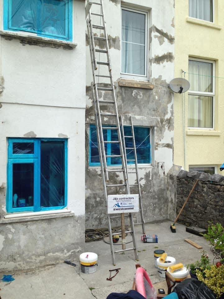 Render repair work in St Columb Major
